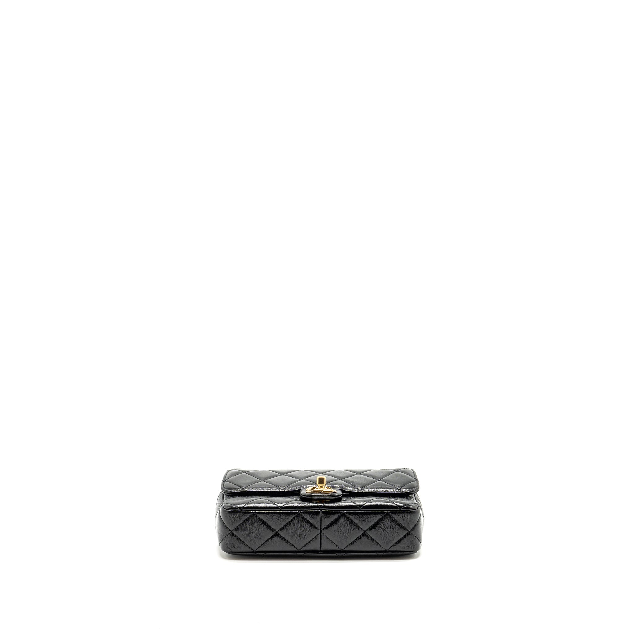 Chanel 24b Giant Chain Flap Shoulder Bag Lambskin Black  (Microchip)
