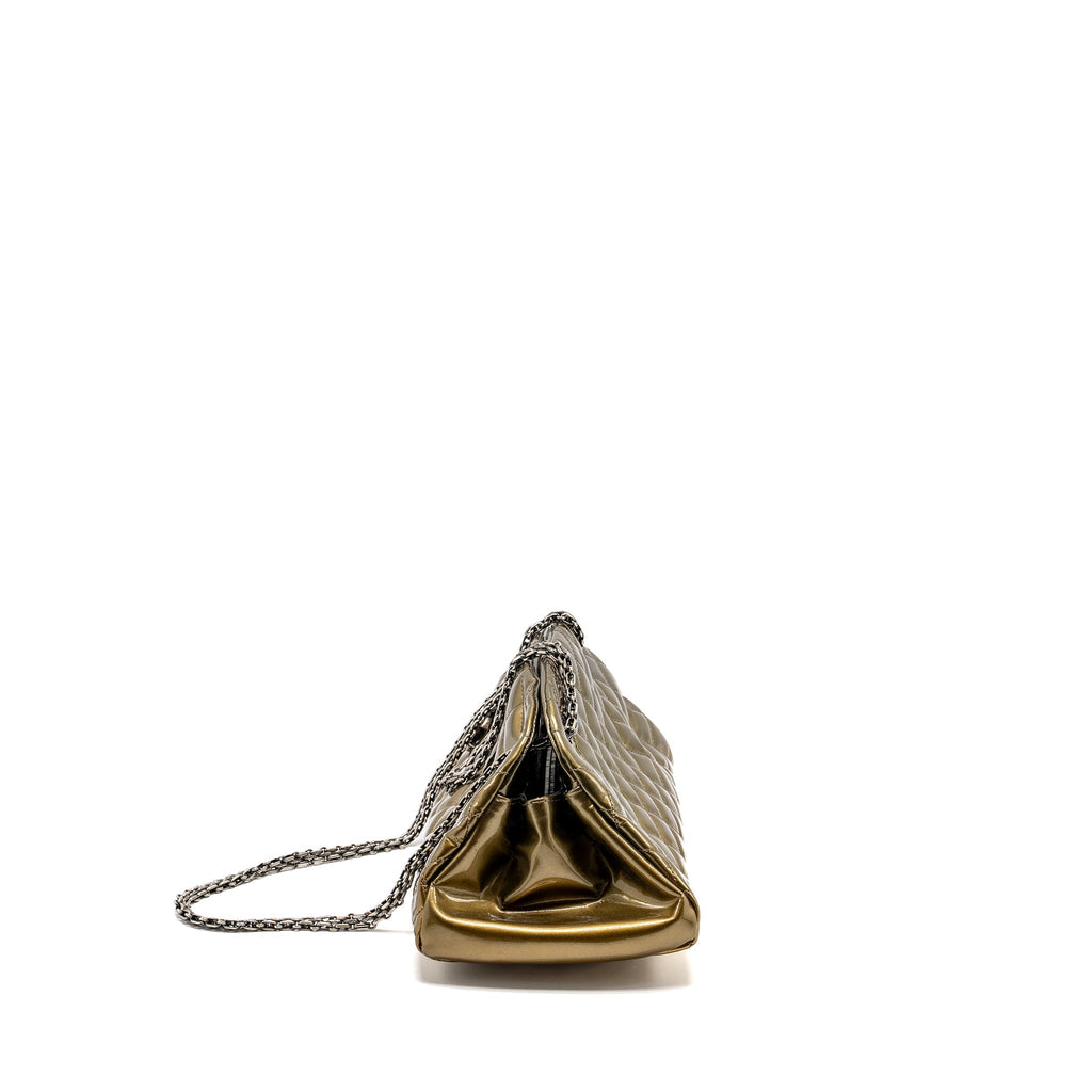 Chanel Just Mademoiselle Bowling Bag Patent Metallic Gold / Silver