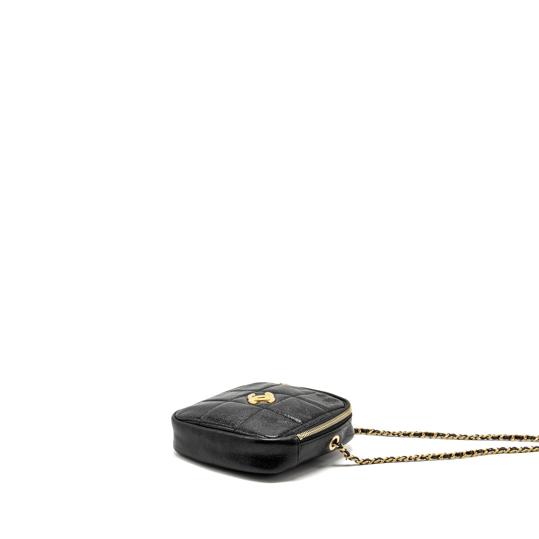 Chanel Quilted shape chain bag caviar black