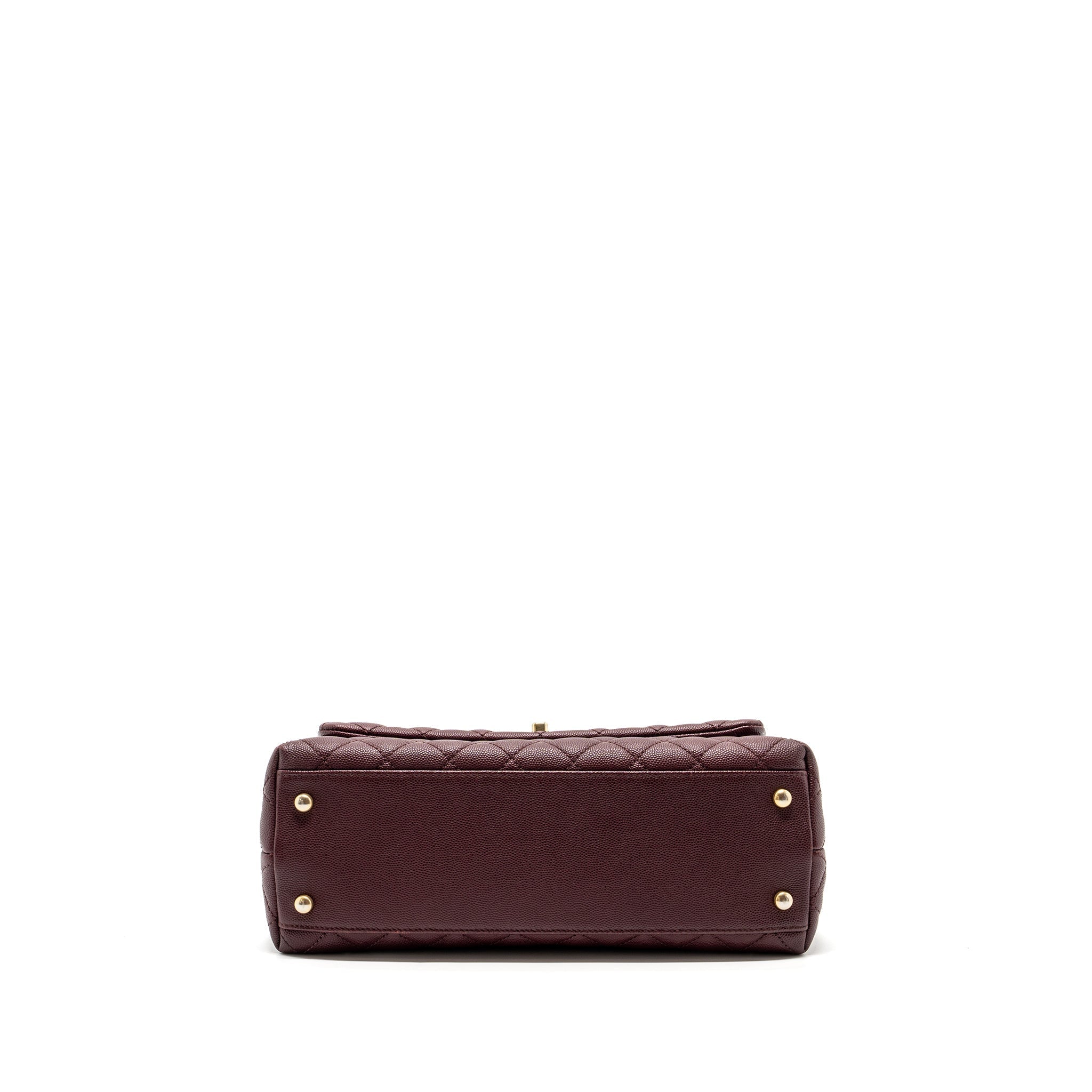 Chanel Medium Coco Handle With Lizard Handle Caviar Burgundy