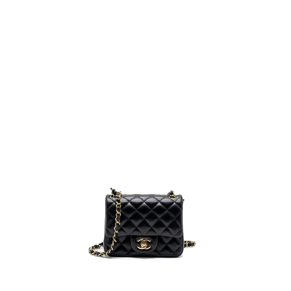 Chanel Classic Mini Square Flap Bag Lambskin Black L (Microchip)