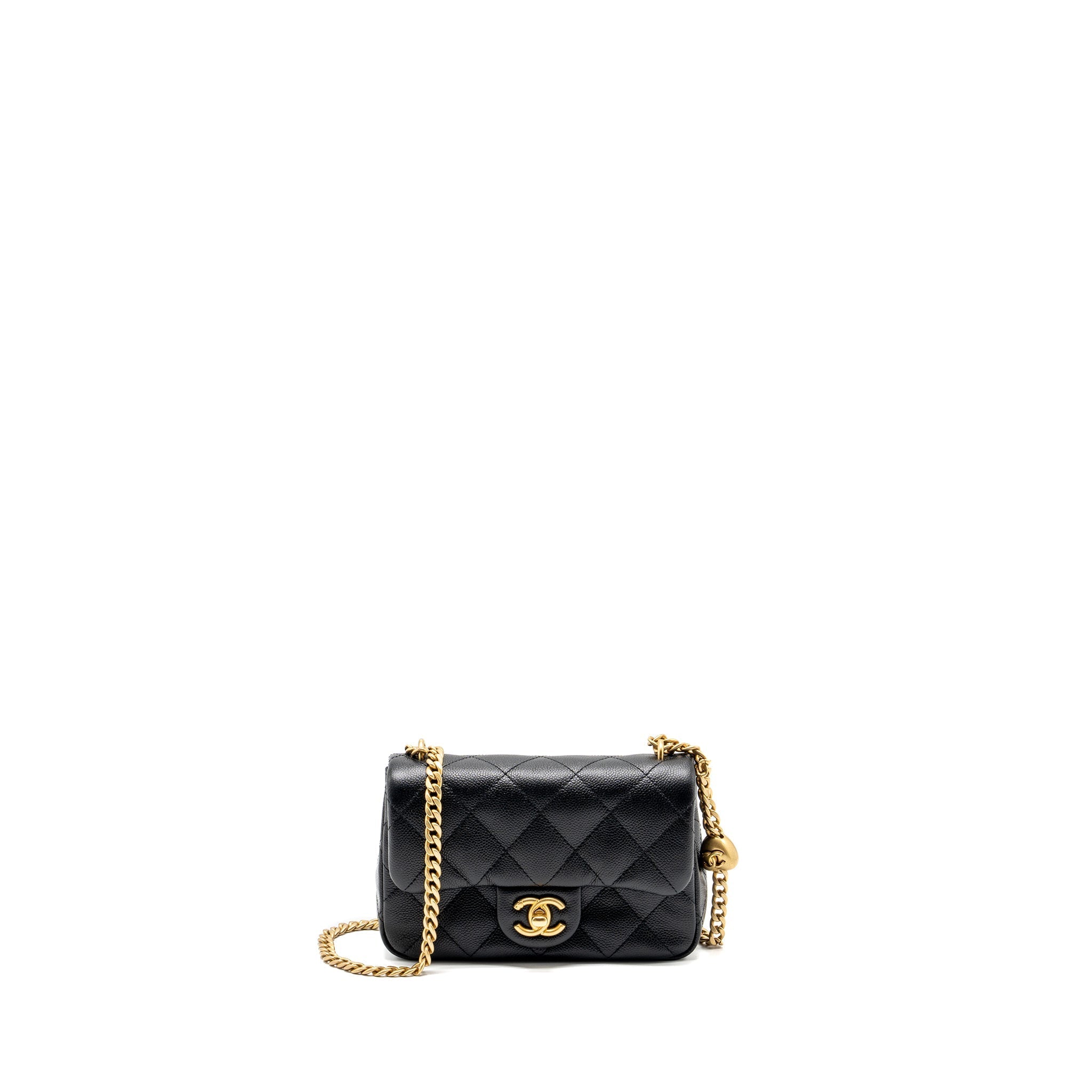 Chanel Coco Love Mini Flap Bag Adjustable Chain Caviar black  (microchip)