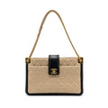 Chanel Quilted small shopping tote bag lambskin beige / black