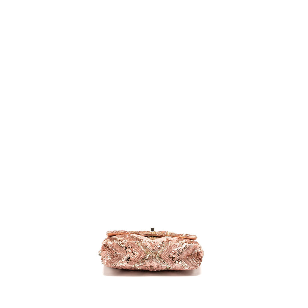 Chanel Chevron Mini flap bag Sequin pink / multicolour