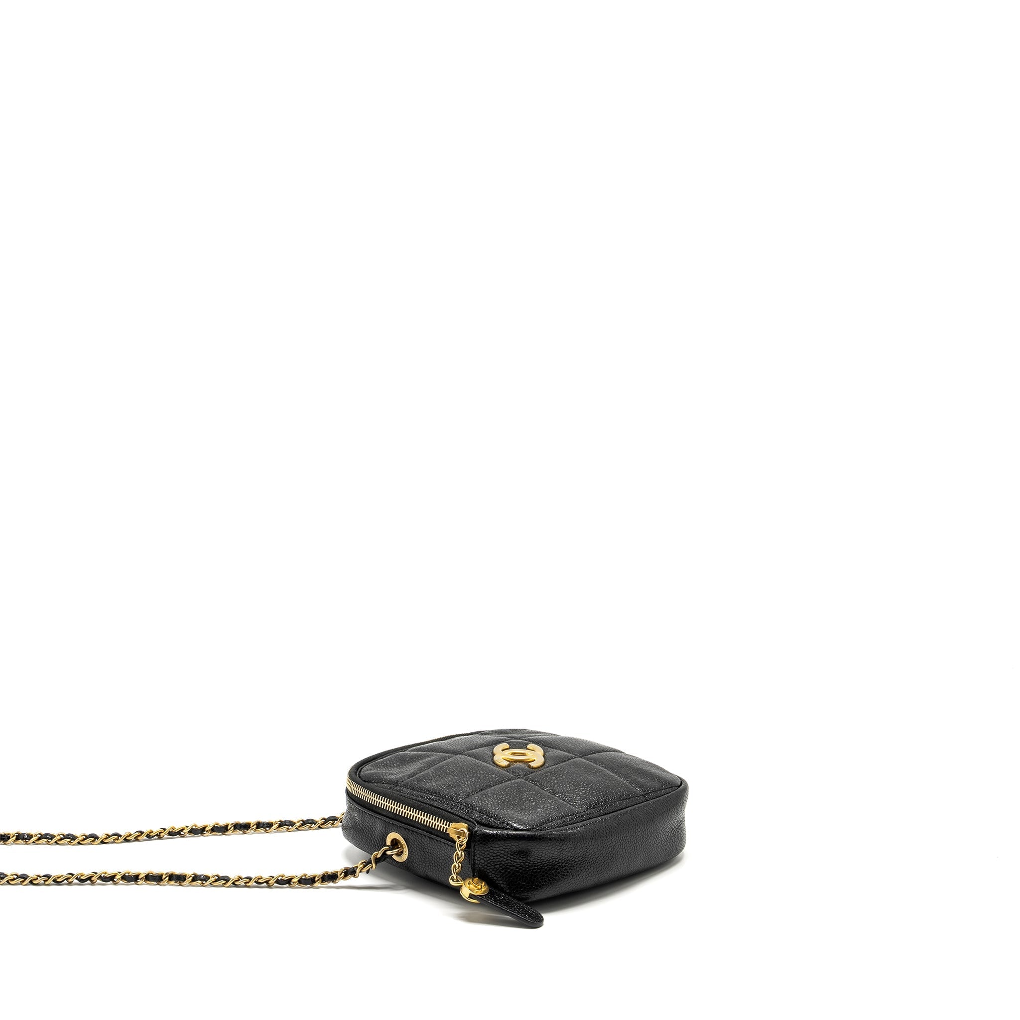 Chanel Quilted shape chain bag caviar black