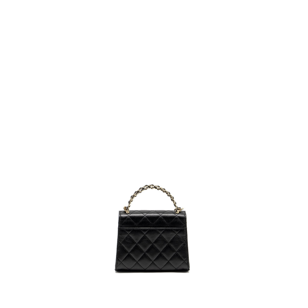 Chanel Top Handle Mini Flap Bag with Chain caviar black L (microchip)