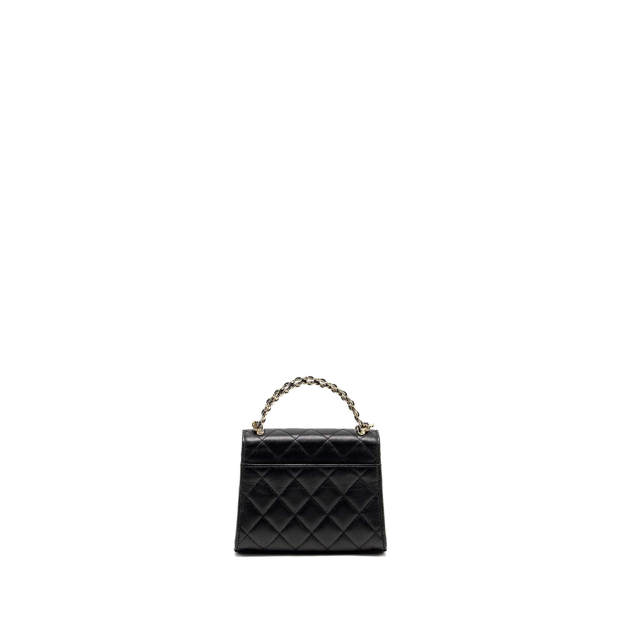 Chanel Top Handle Mini Flap Bag with Chain caviar black L (microchip)