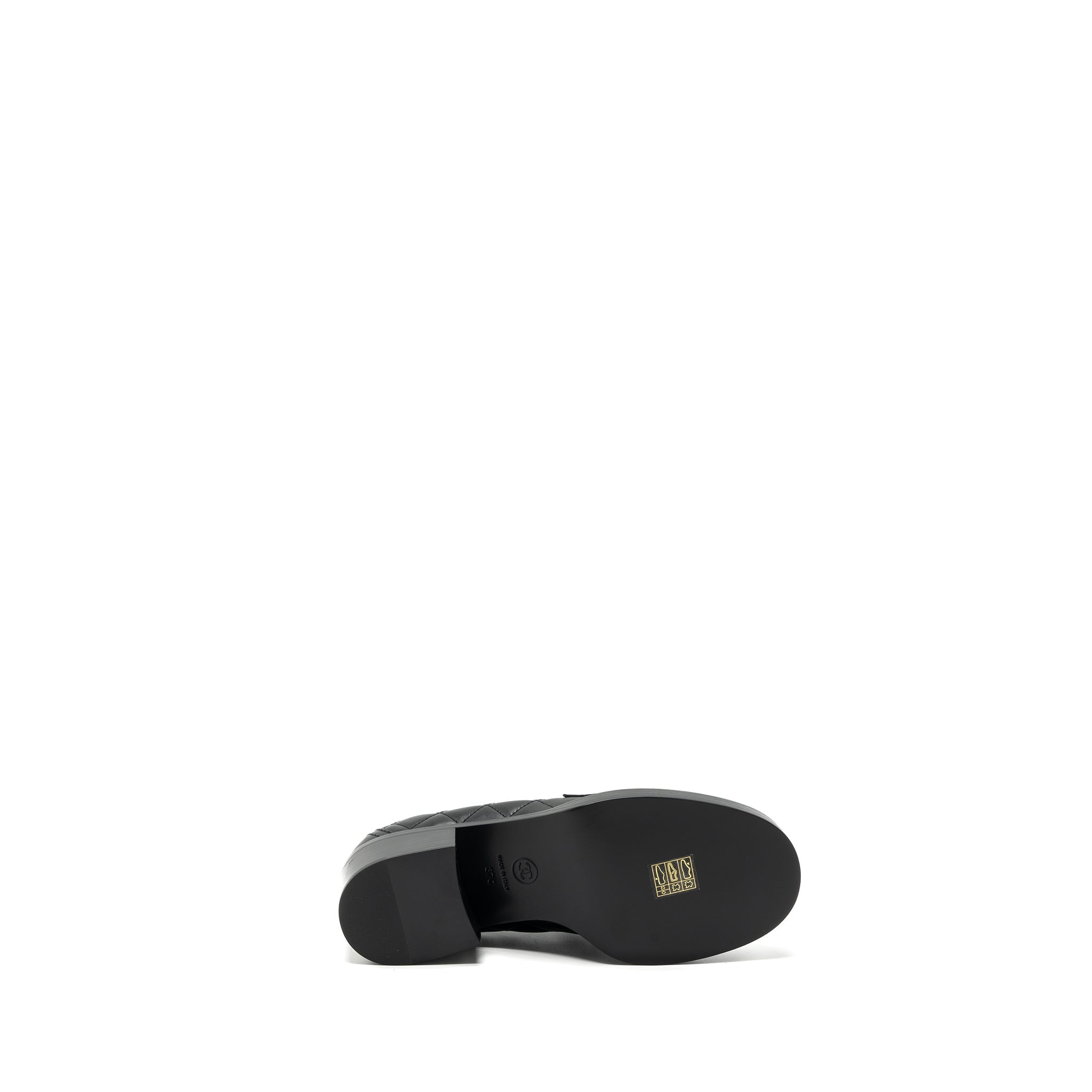 Chanel size 37 heart rock loafers leather black L