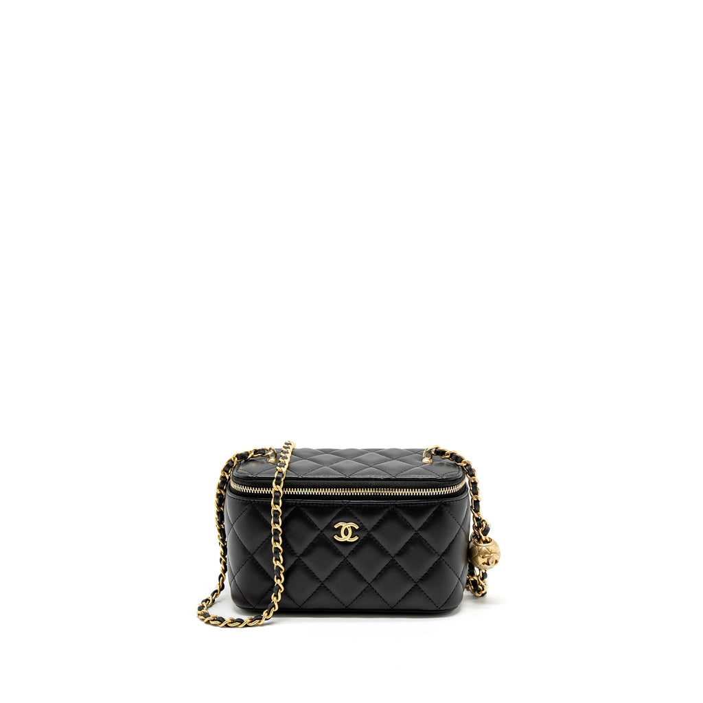 Chanel Pearl Crush Long Vanity with Chain Lambskin Black  (Microchip)