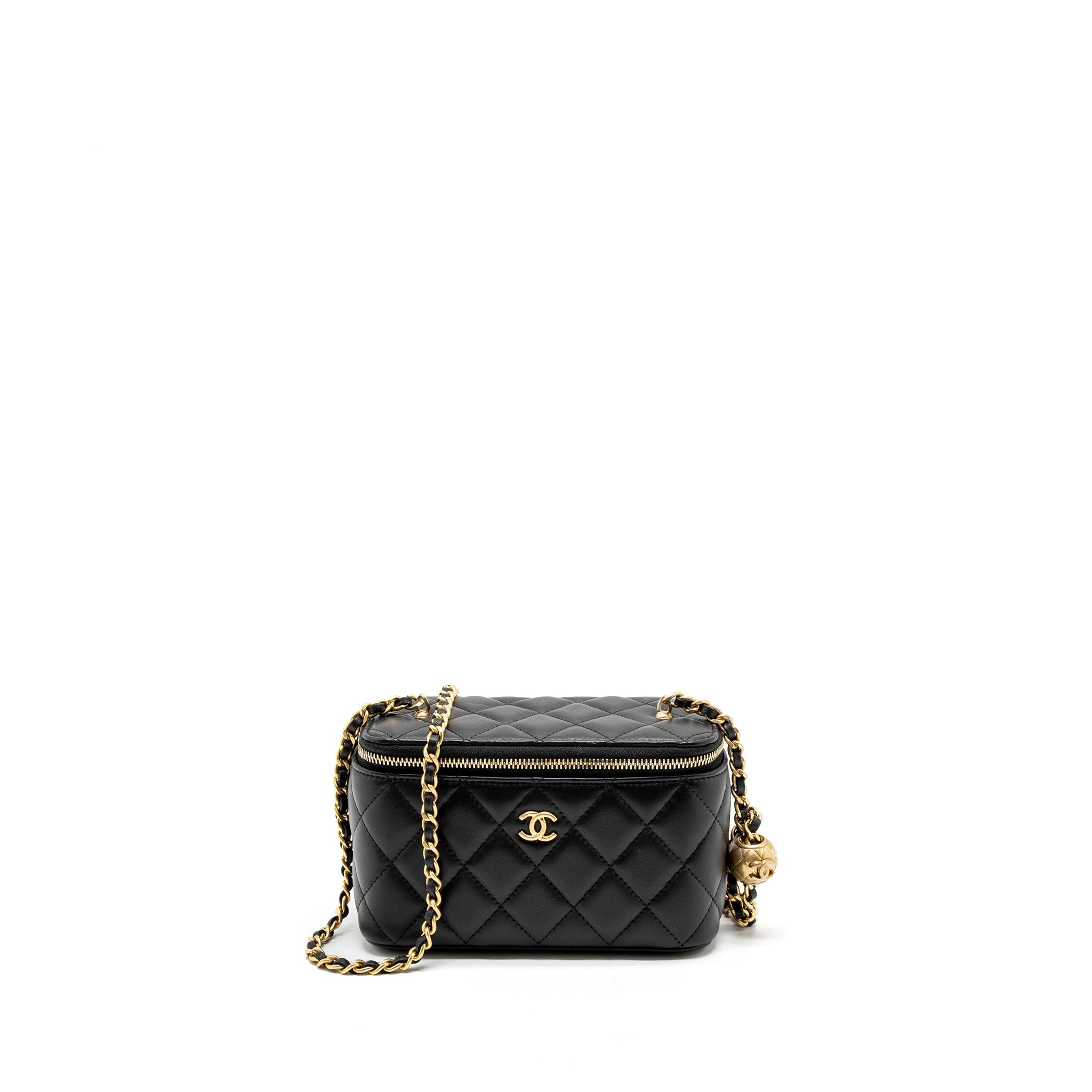 Chanel Pearl Crush Long Vanity with Chain Lambskin Black  (Microchip)