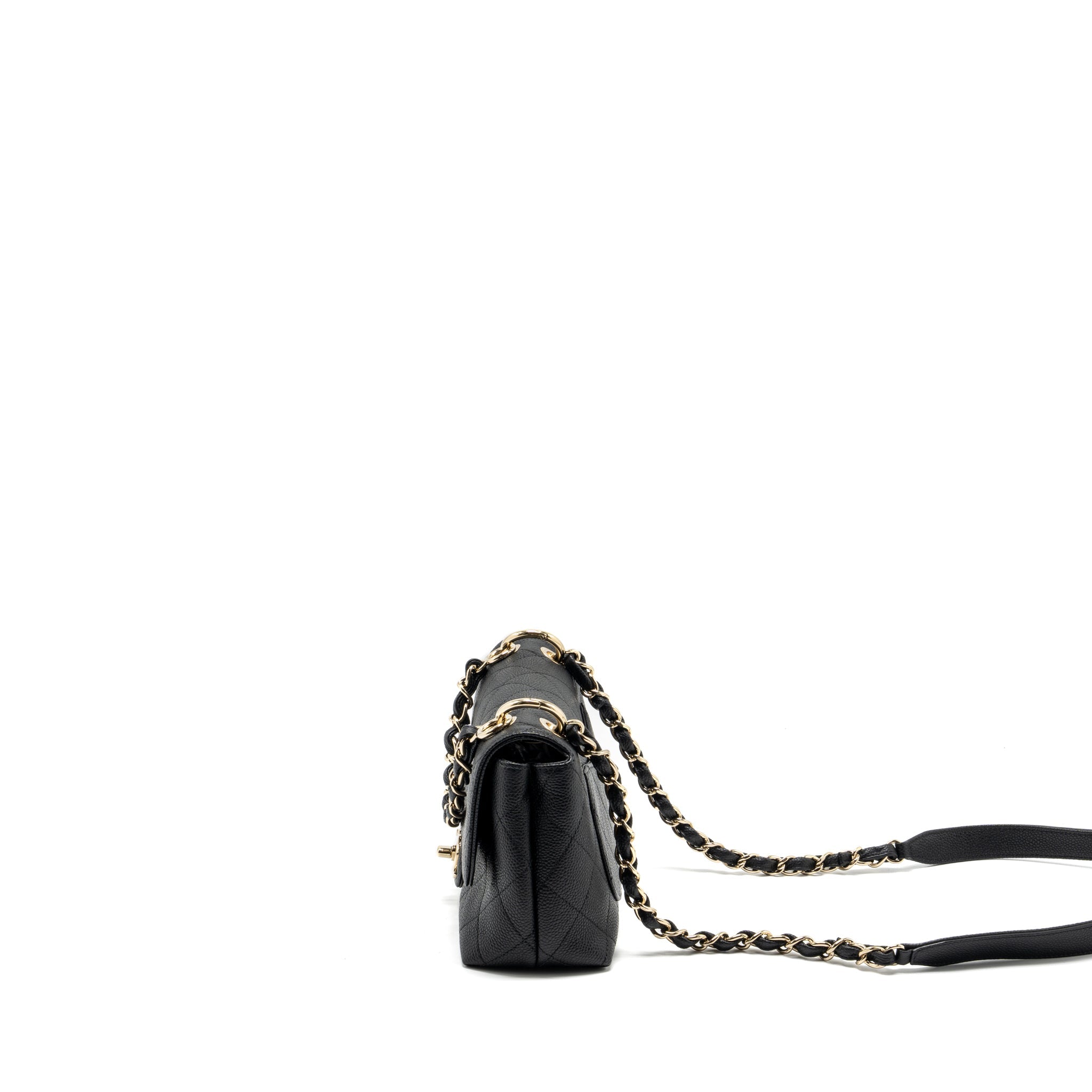 Chanel Chain Handle Flap Bag Quilted Calfskin Black L