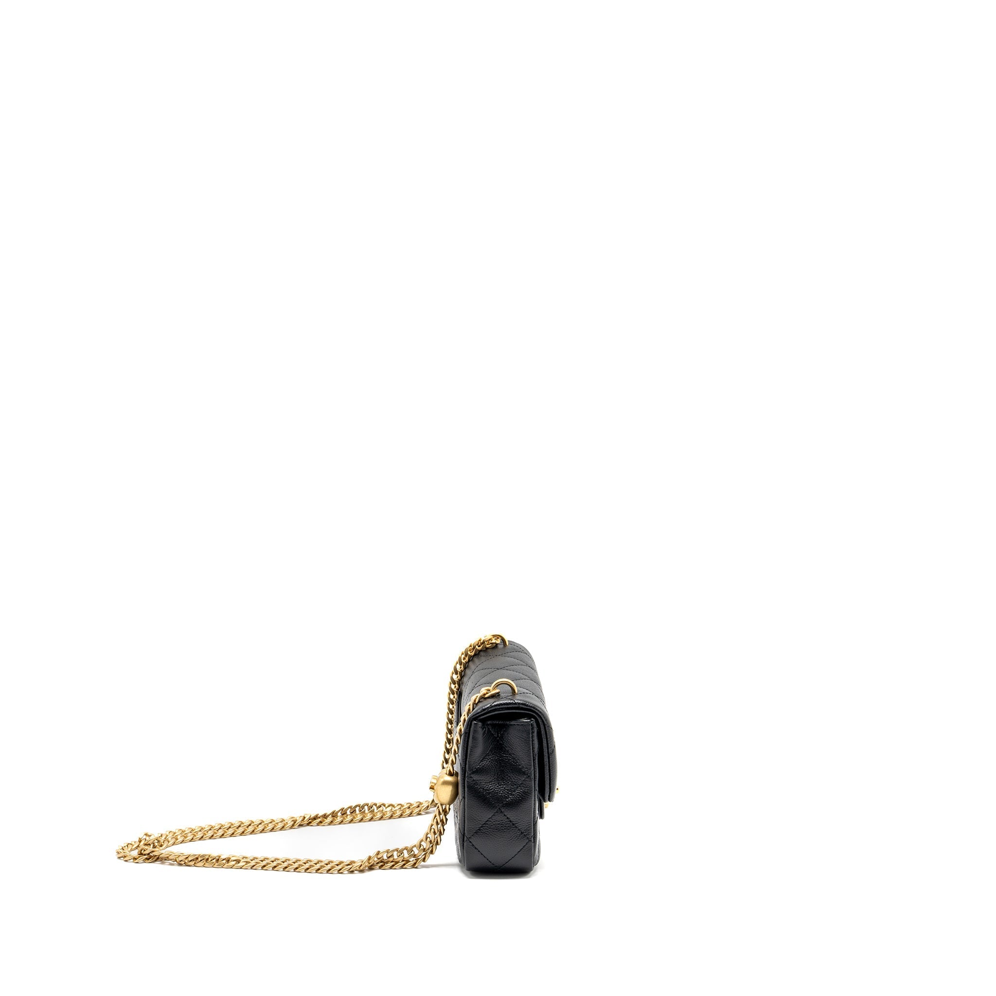 Chanel Coco Love Mini Flap Bag Adjustable Chain Caviar black  (microchip)
