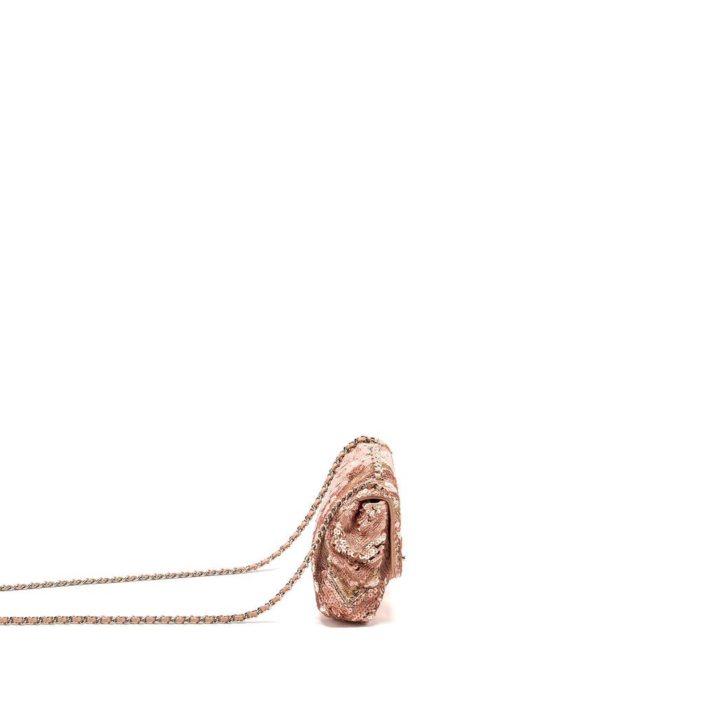 Chanel Chevron Mini flap bag Sequin pink / multicolour