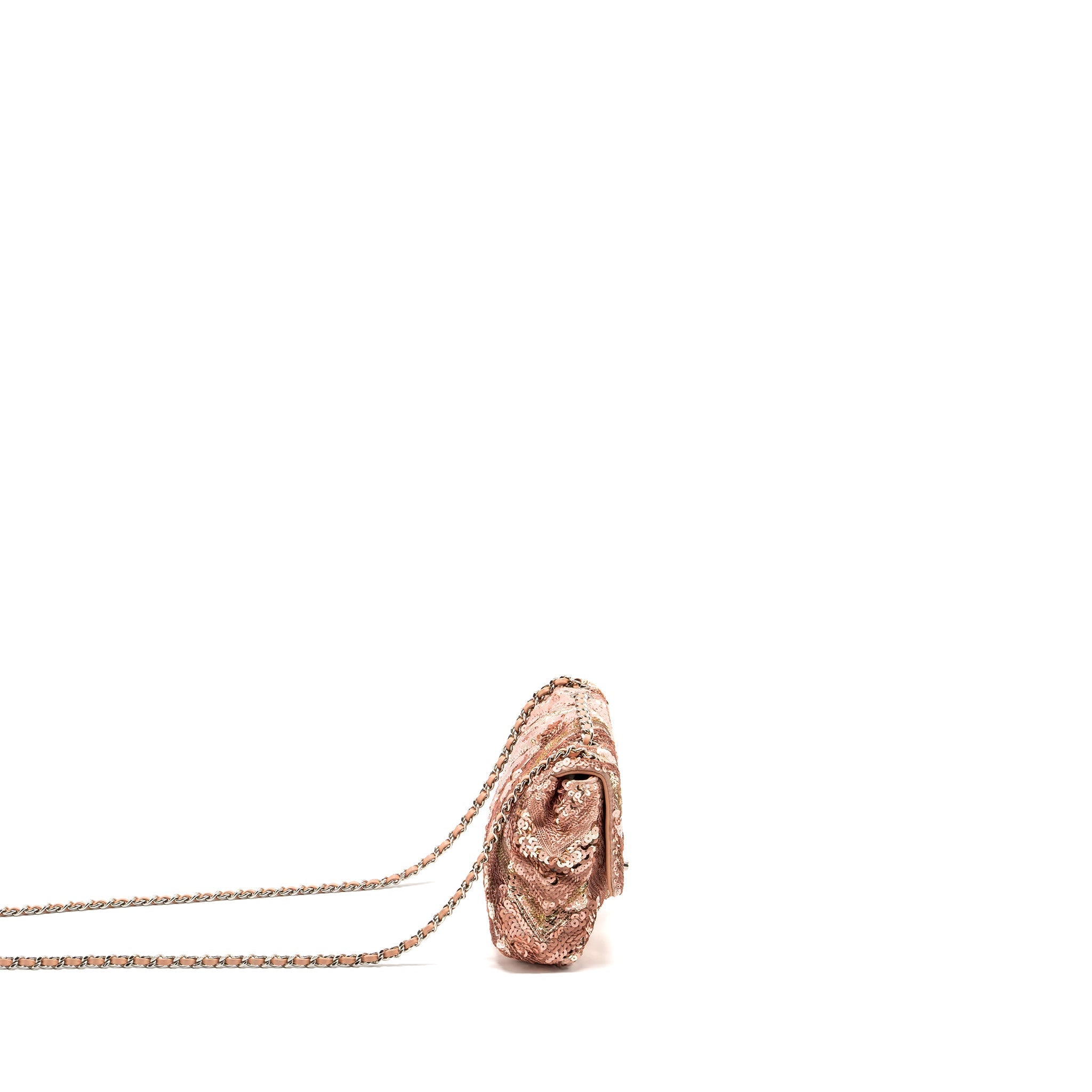 Chanel Chevron Mini flap bag Sequin pink / multicolour