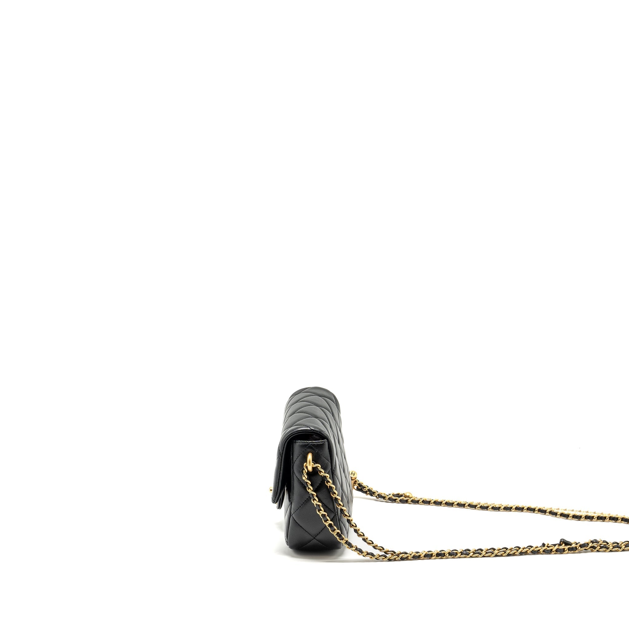 Chanel My Perfect Mini Flap Bag with Pearl Chain Lambskin Black  (Microchip)