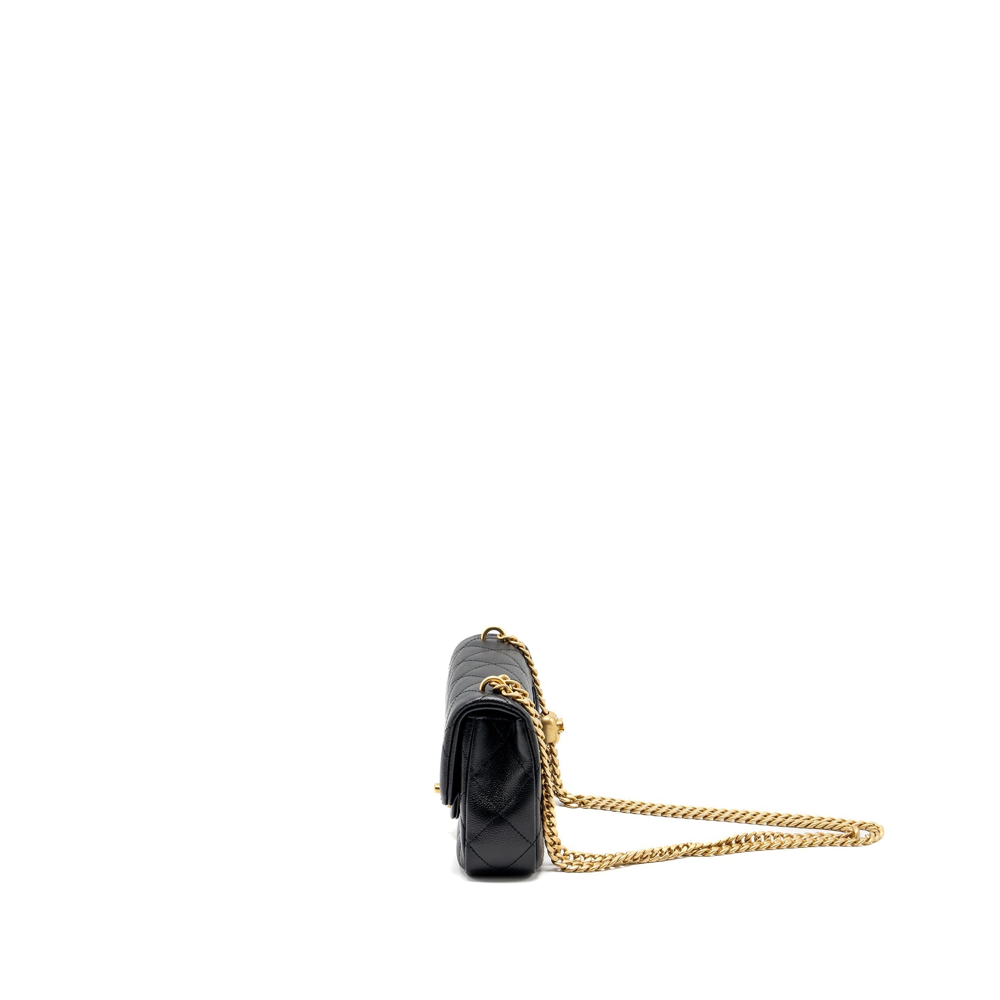 Chanel Coco Love Mini Flap Bag Adjustable Chain Caviar black  (microchip)