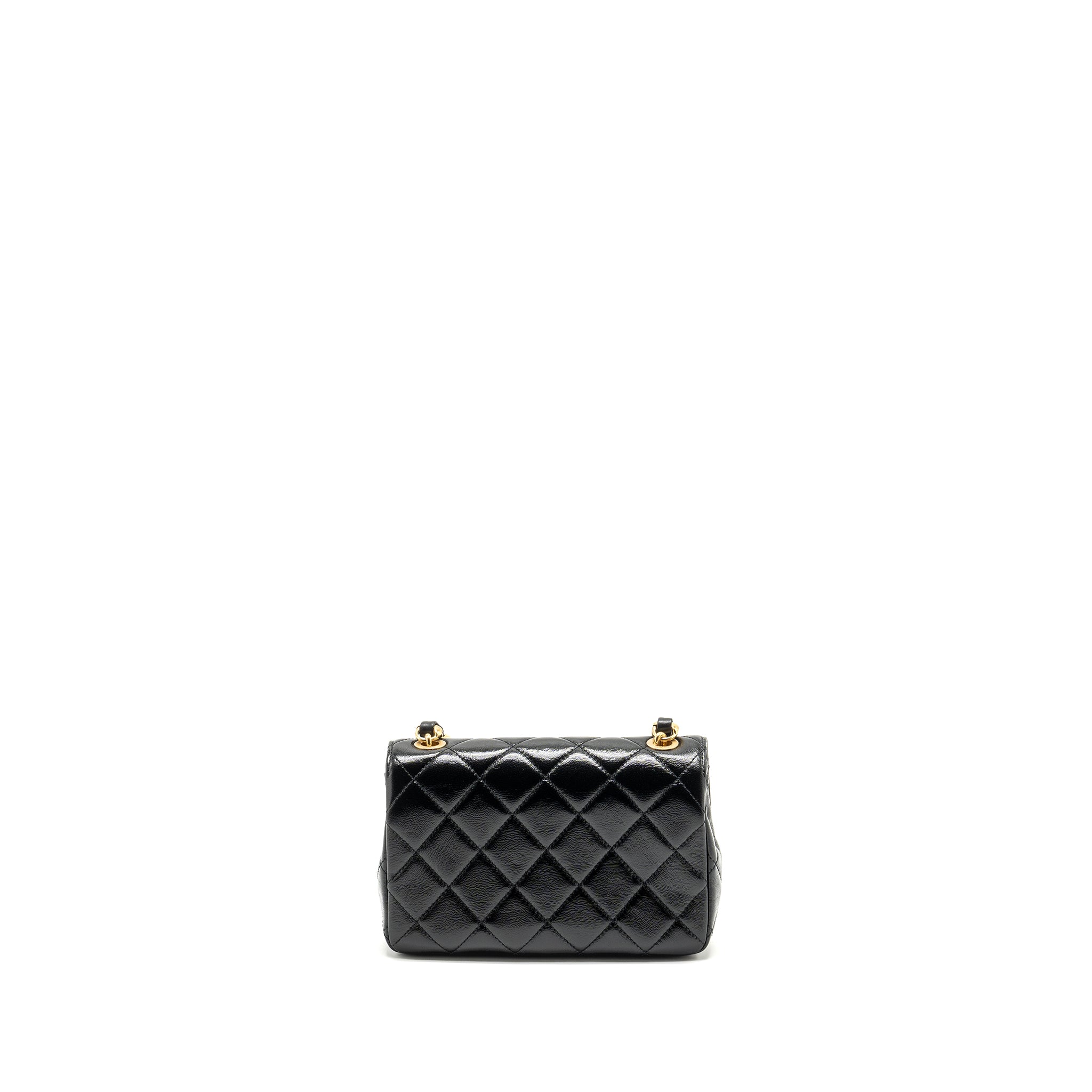 Chanel 24b Giant Chain Flap Shoulder Bag Lambskin Black  (Microchip)