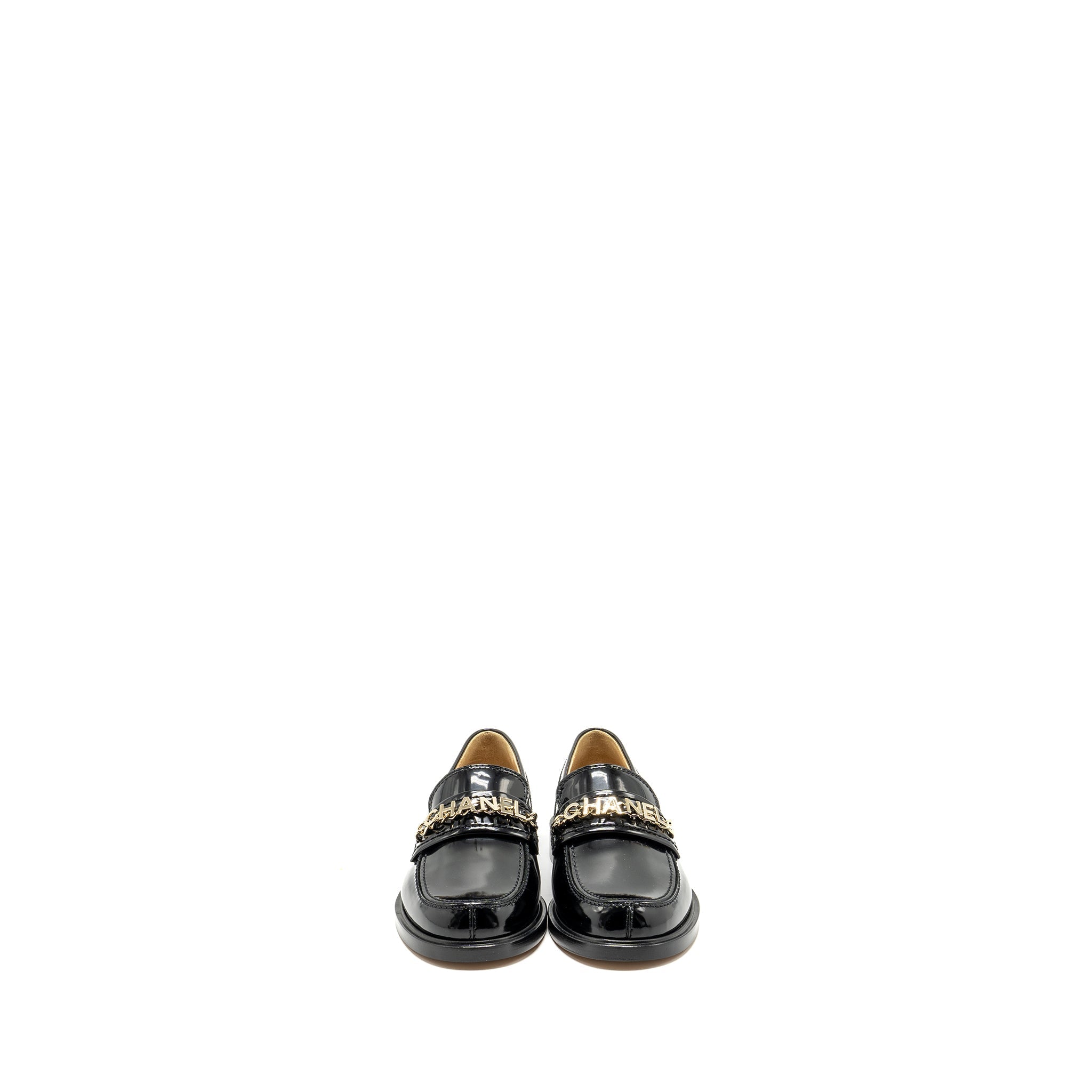 Chanel size 36.5 Letter Loafers leather Black L