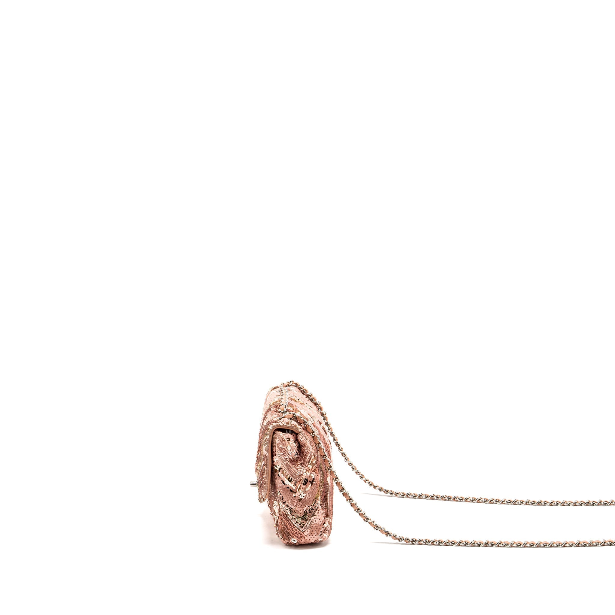 Chanel Chevron Mini flap bag Sequin pink / multicolour
