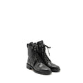 Chanel Size 38 Quilted Lace Up Combat Boots Calfskin Black