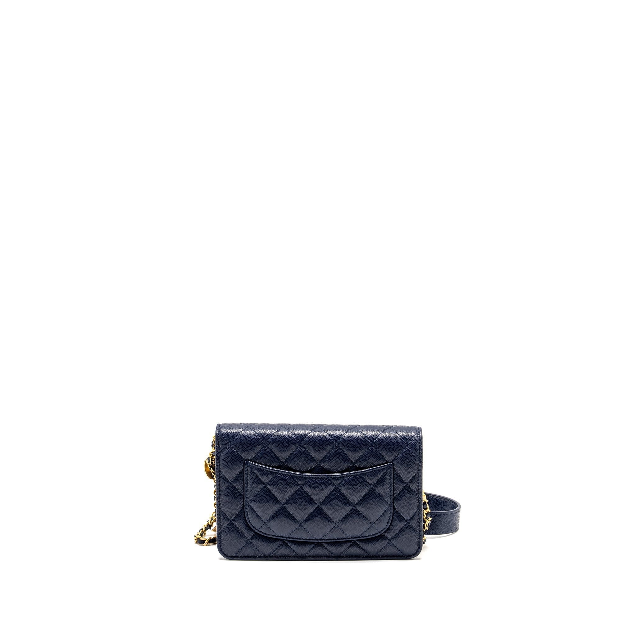 Chanel 22A Twist Your Button Wallet on Chain Caviar Navy  (Microchip)