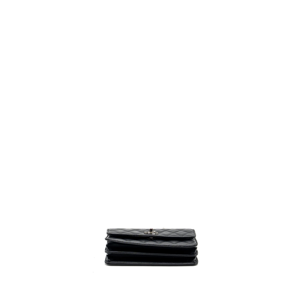 Chanel Top Handle Mini Wallet On Chain Flap Bag Lambskin Black  (Microchip)