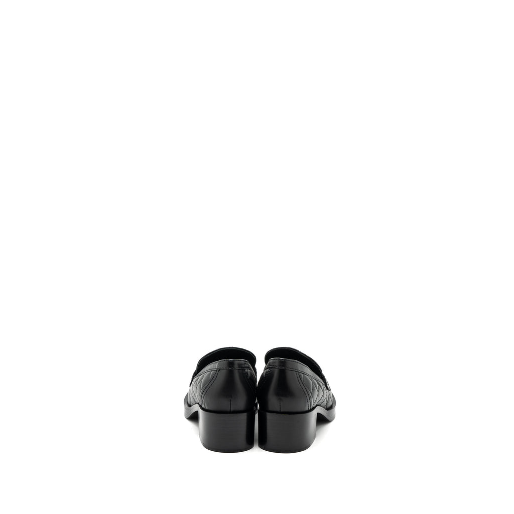 Chanel size 37 heart rock loafers leather black L