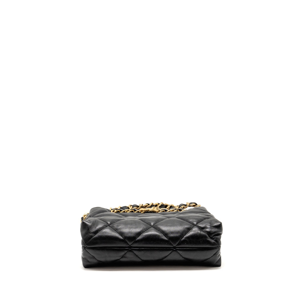 Chanel quilted double chain shoulder bag Lambskin black  (micochip)