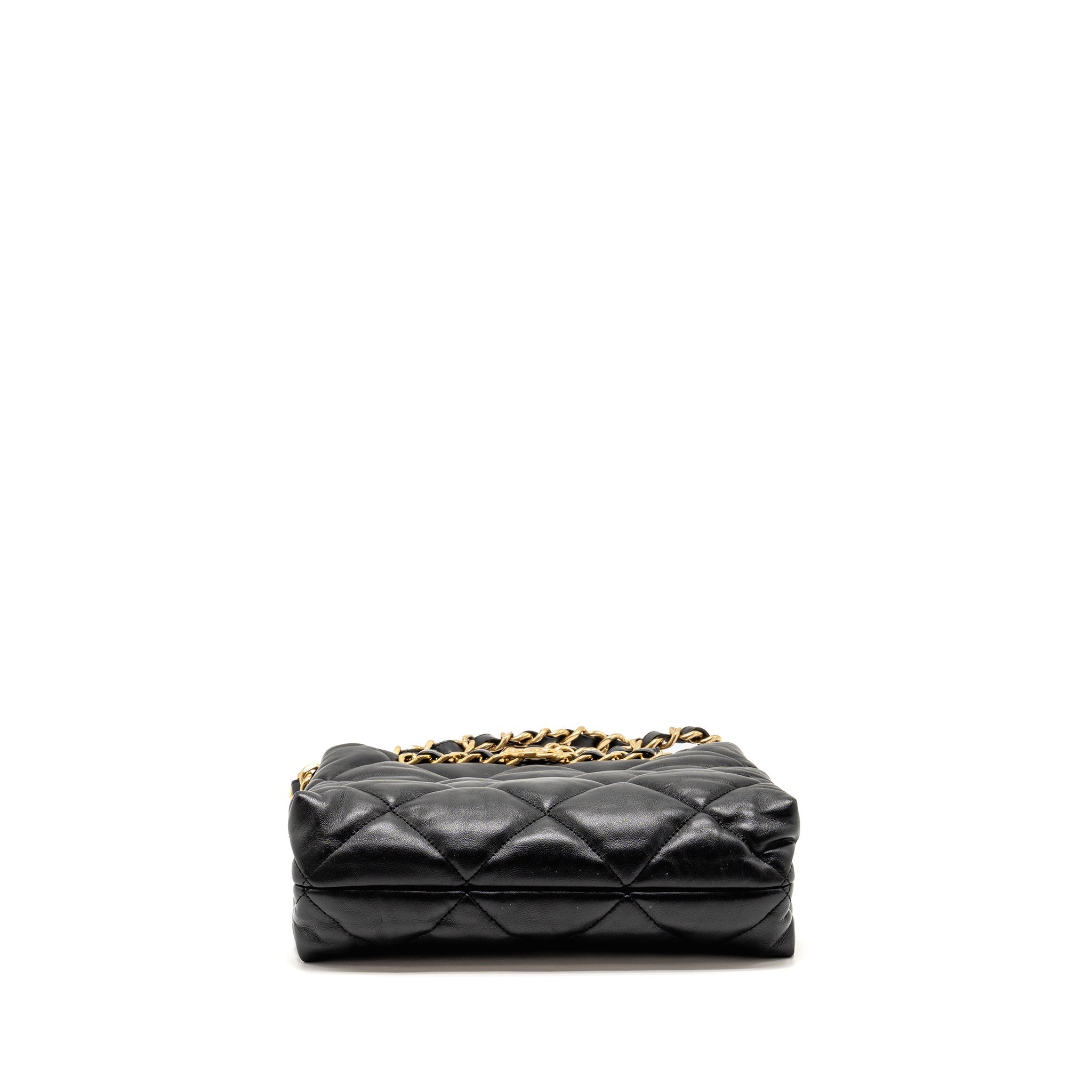 Chanel quilted double chain shoulder bag Lambskin black  (micochip)