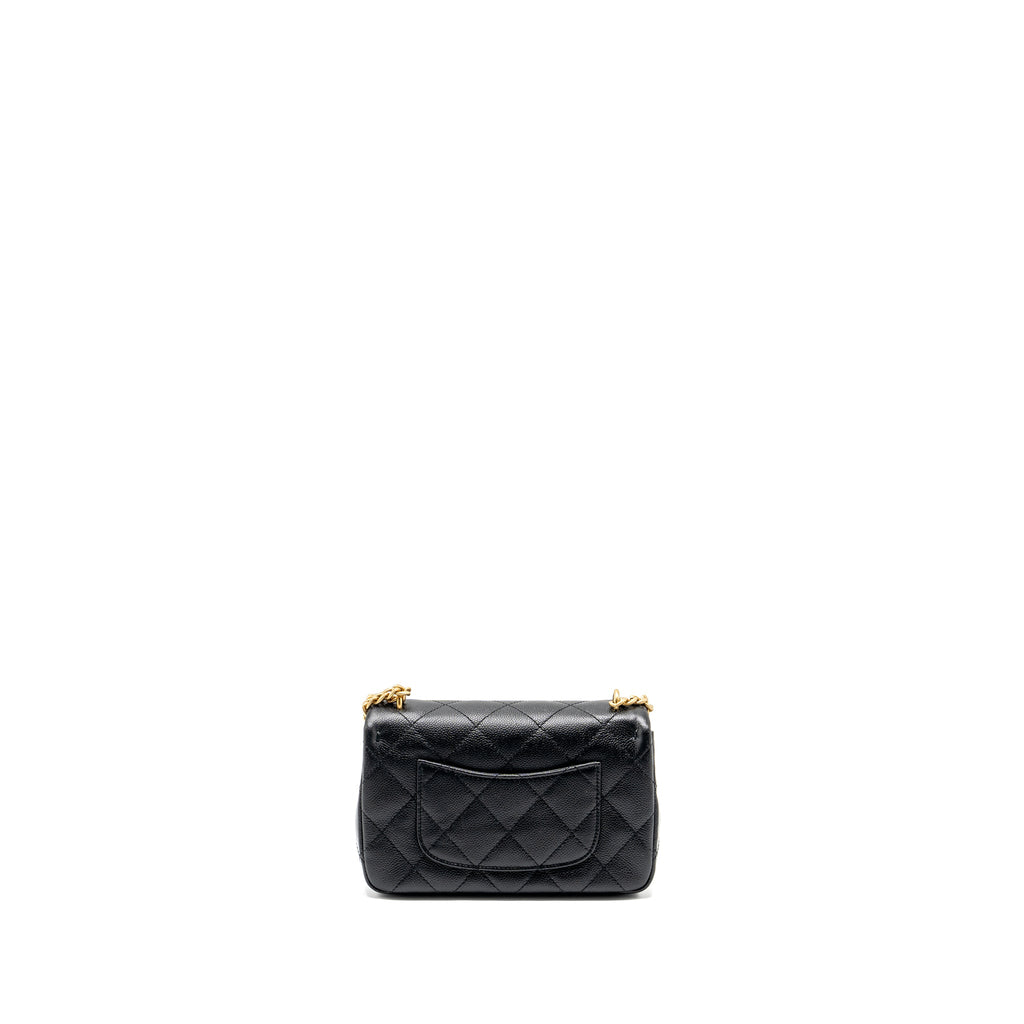 Chanel Coco Love Mini Flap Bag Adjustable Chain Caviar black  (microchip)