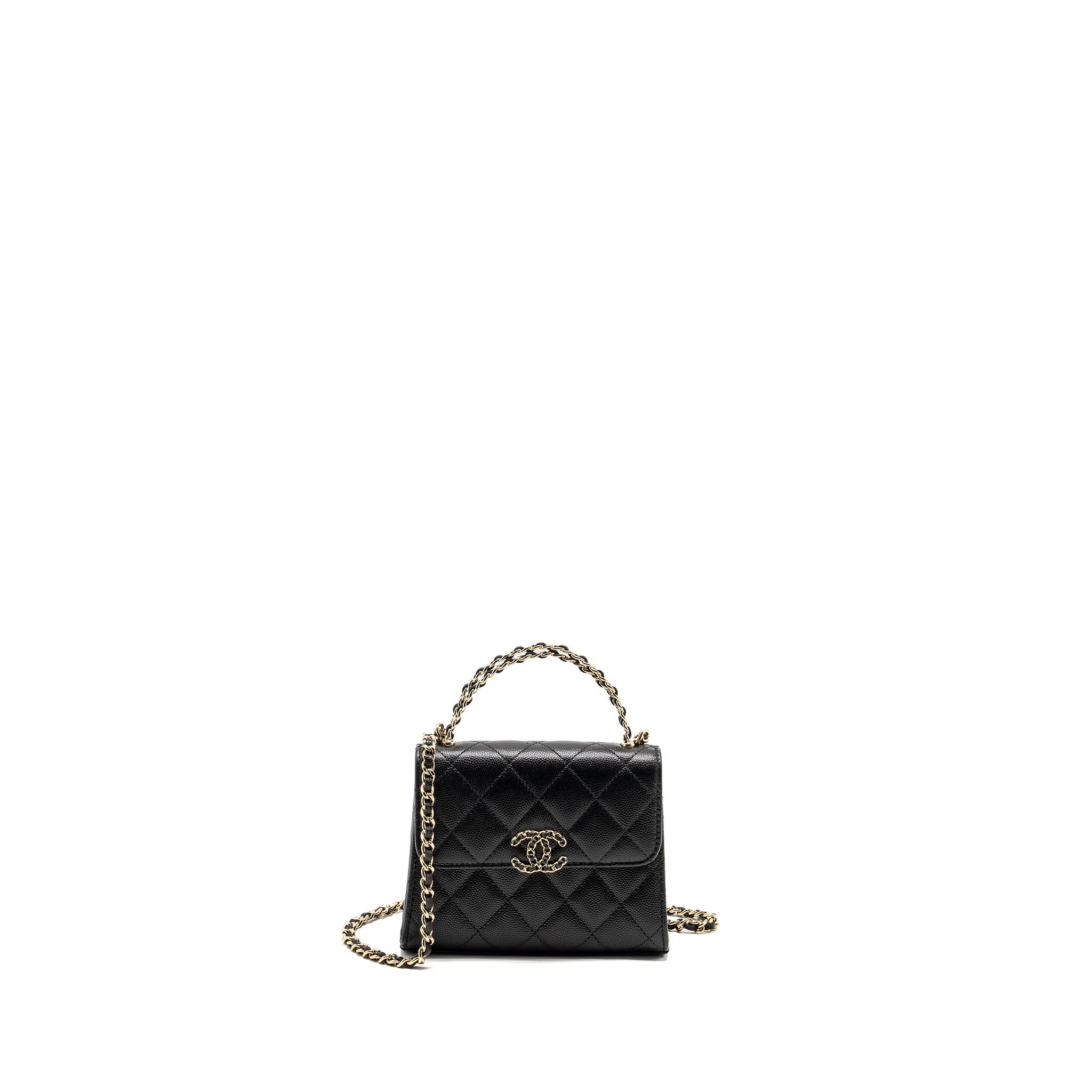 Chanel Top Handle Mini Flap Bag with Chain caviar black L (microchip)