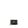 Chanel Zirconium Flap Clutch/Card Holder with Chain Lambskin Black