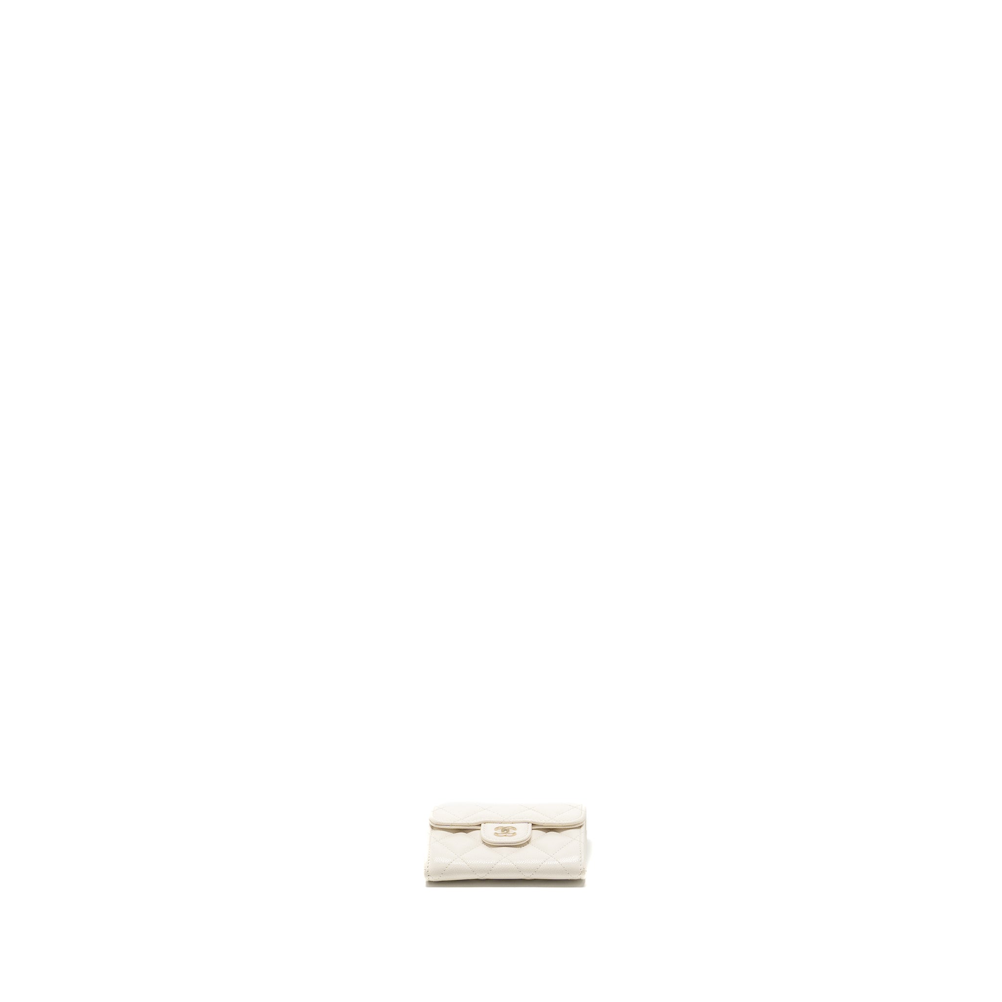 Chanel Classic Flap Card Holder Caviar White L (microchip)