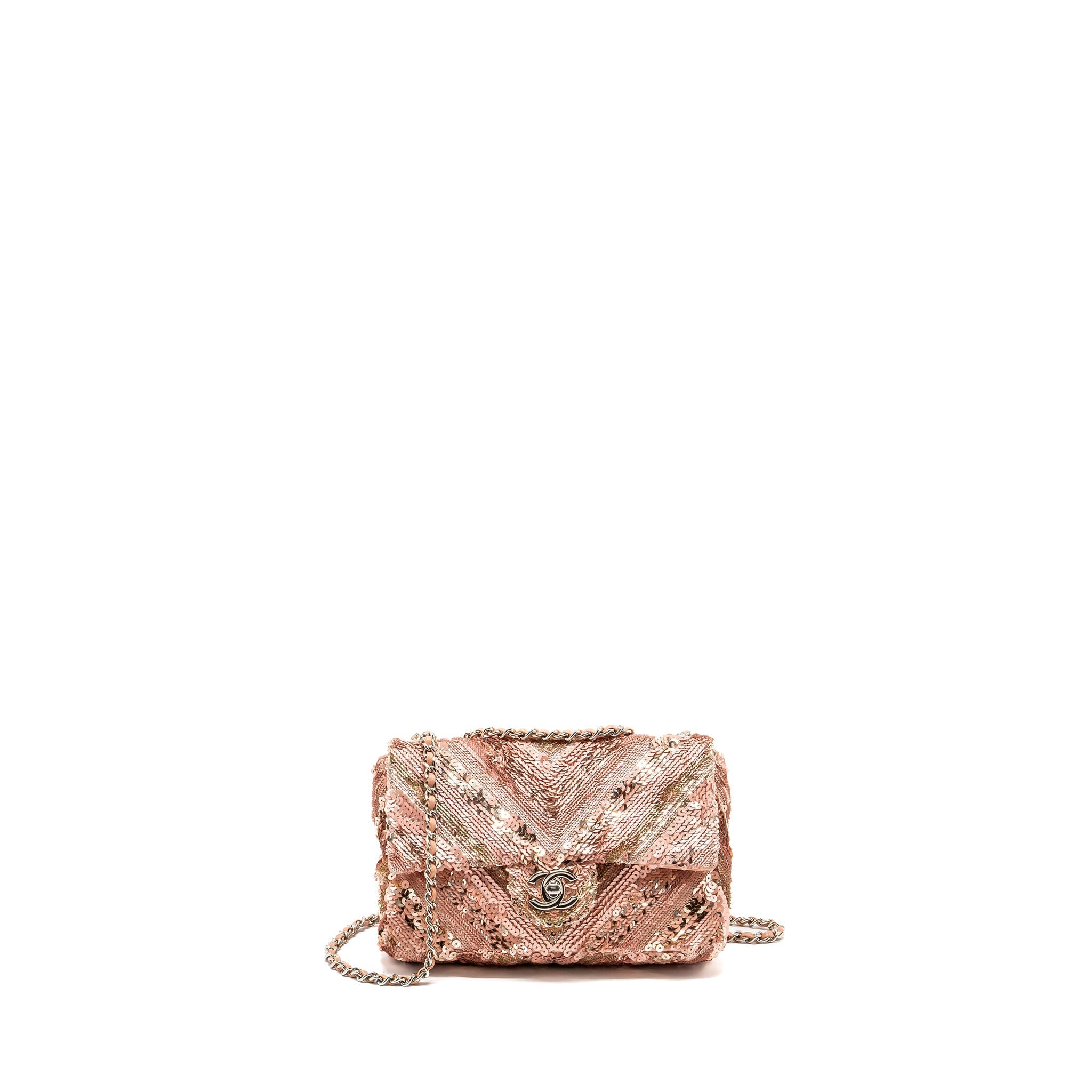 Chanel Chevron Mini flap bag Sequin pink / multicolour