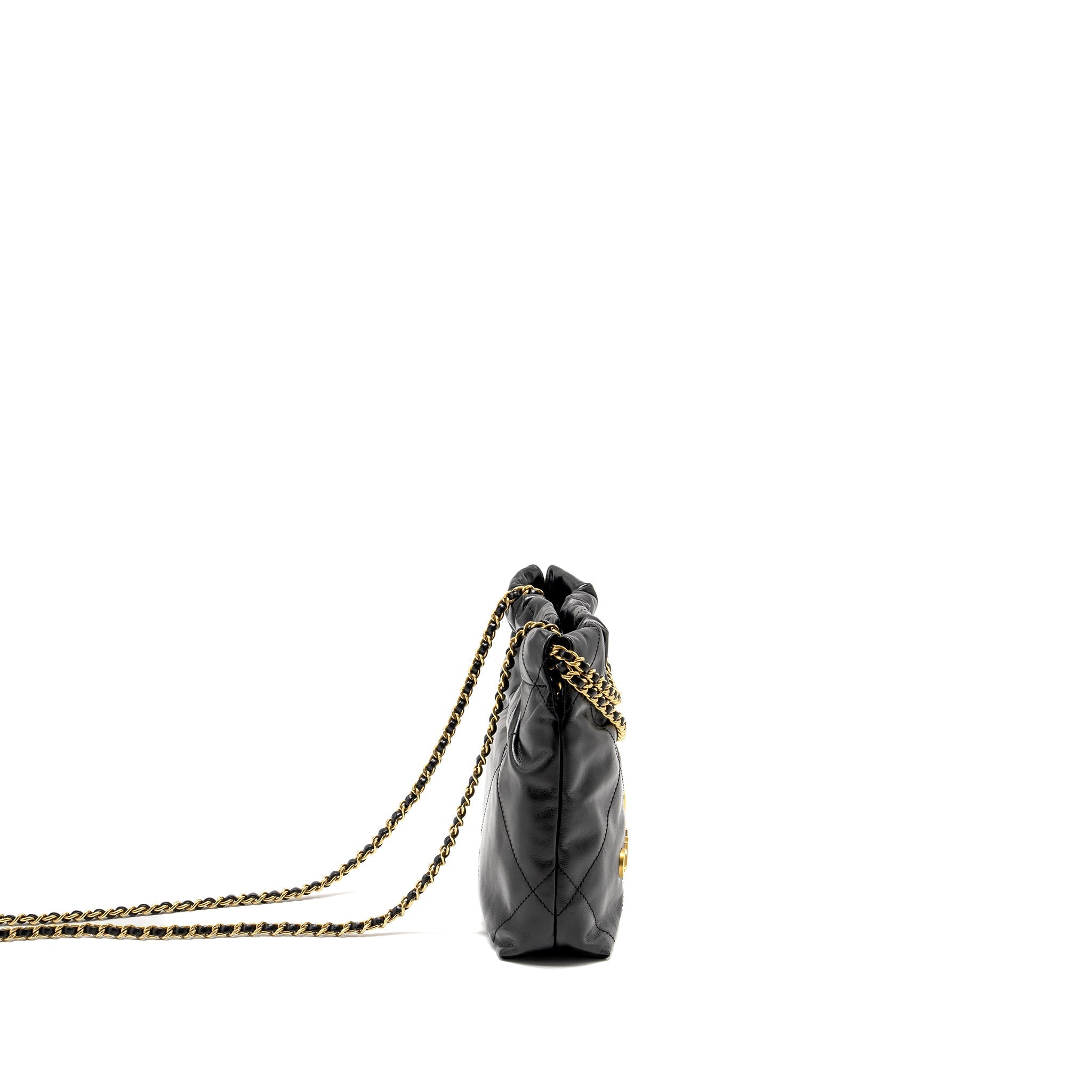 Chanel 23K Mini 22 Bag Shiny Calfskin Black  (Microchip)