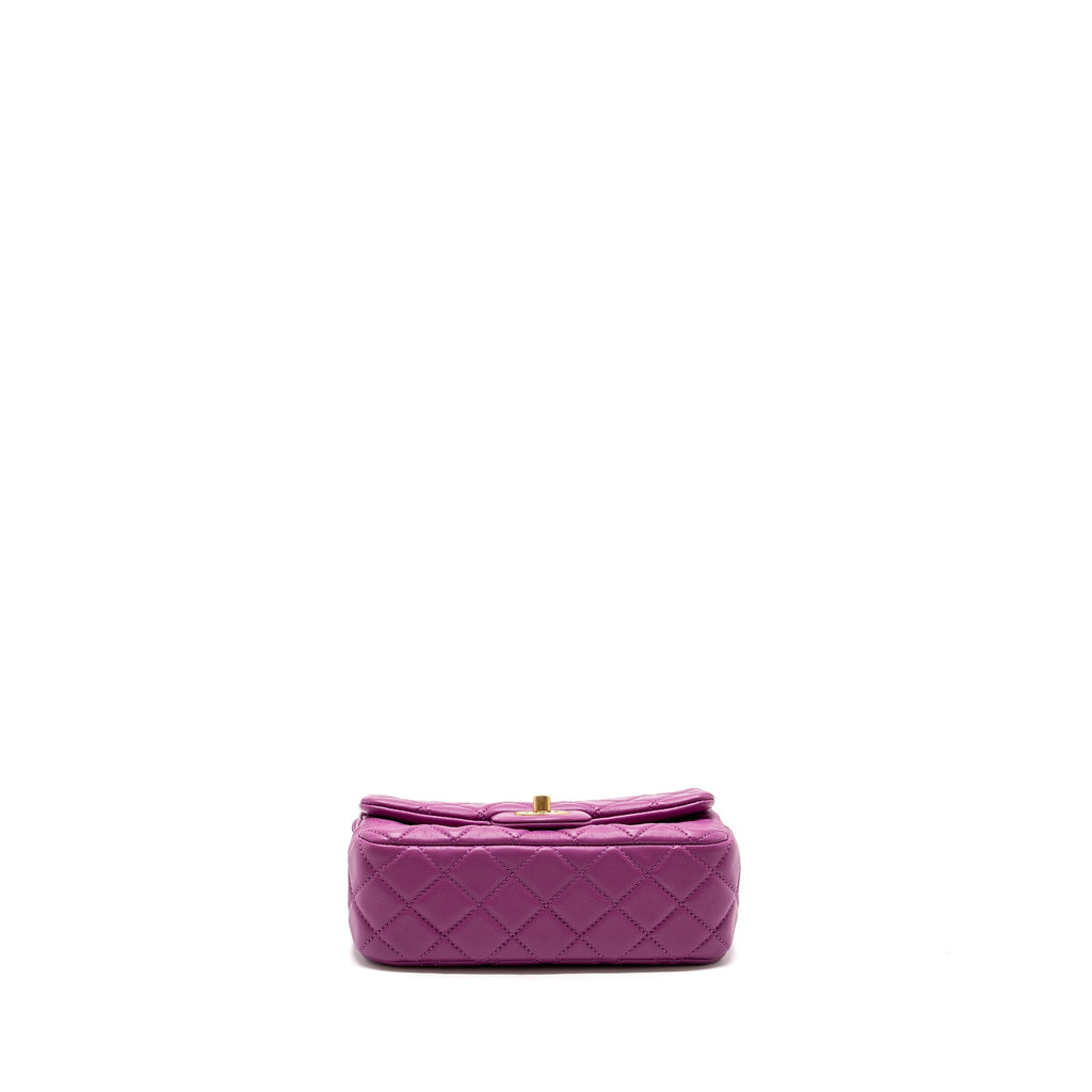 Chanel pearl crush mini rectangular flap bag lambskin purple