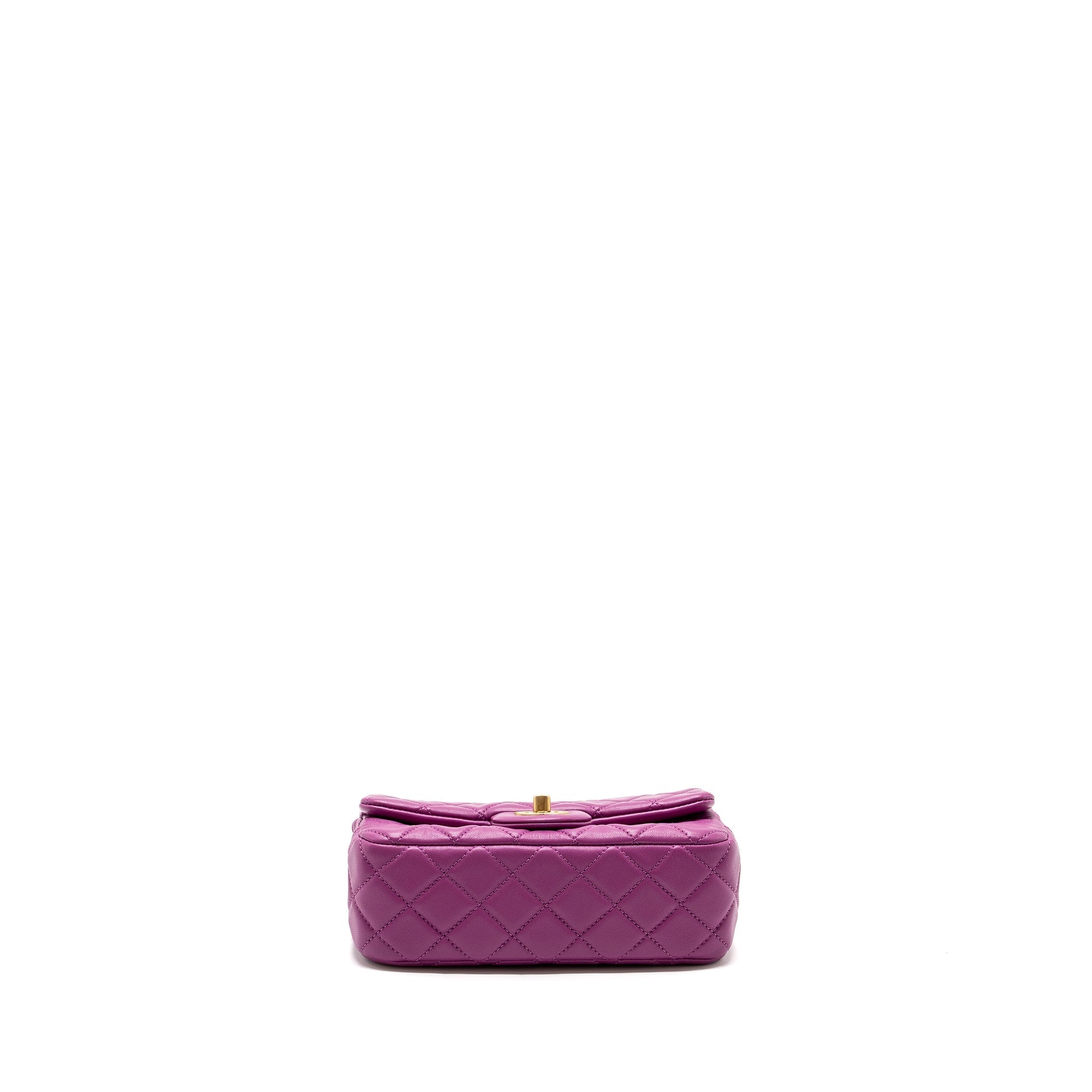 Chanel pearl crush mini rectangular flap bag lambskin purple