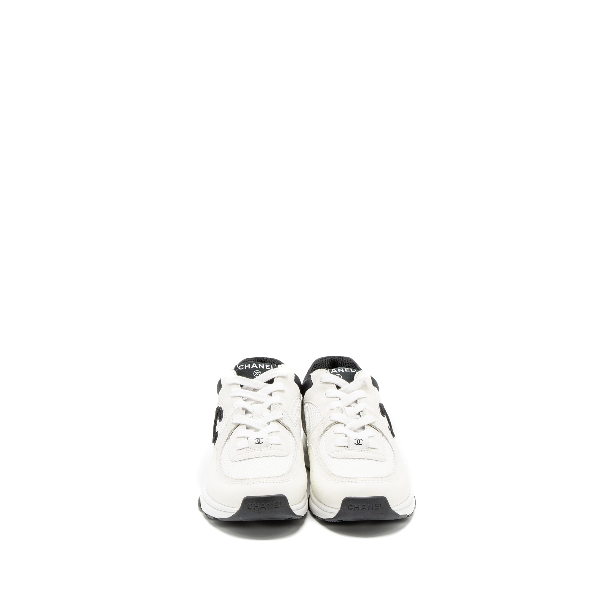 Chanel Size 38 Trainers Suede/Calfskin Black/White