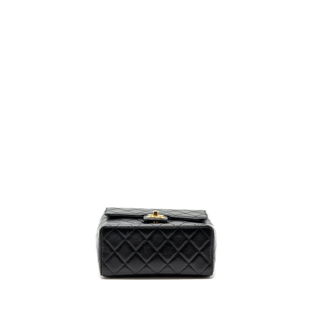 Chanel 22K retro new square large flap bag goatskin black  (microchip)