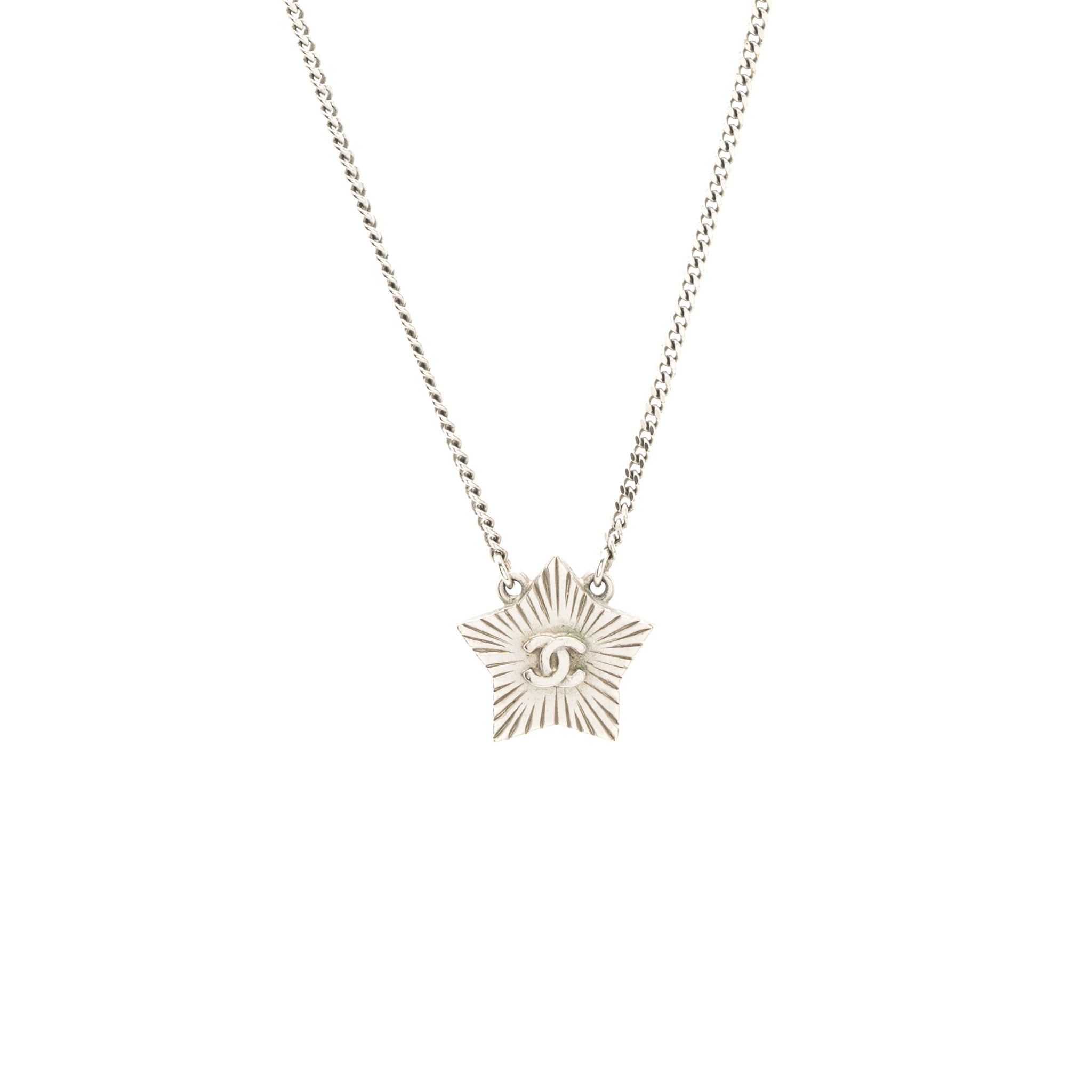 Chanel Star Necklace With CC Logo Grey With Ruthenium Hardware
