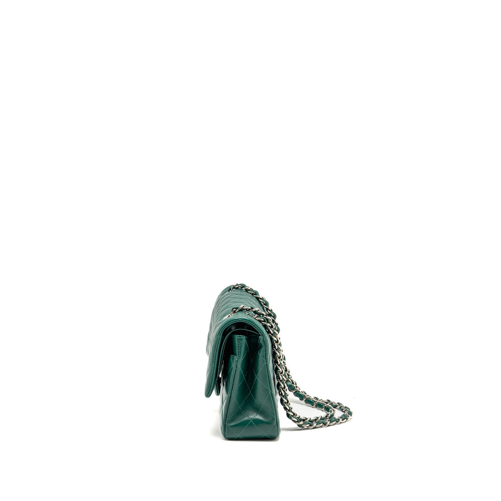 Chanel Medium Classic double flap bag lambskin green