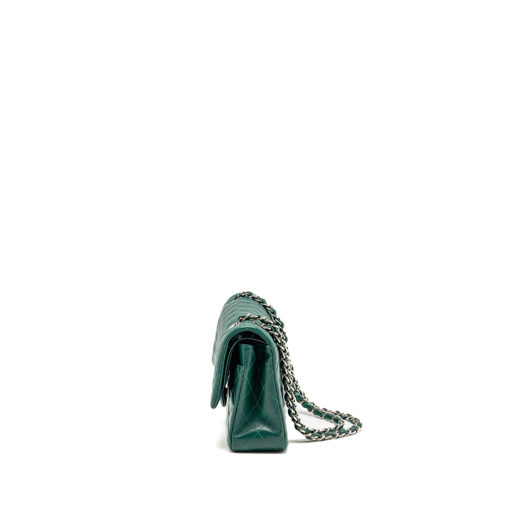 Chanel Medium Classic double flap bag lambskin green