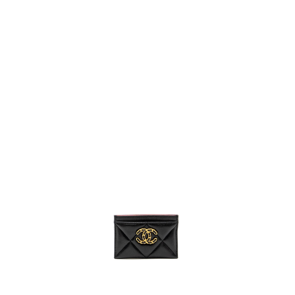 Chanel 19 Card Holder Lambskin Black  (Microchip)