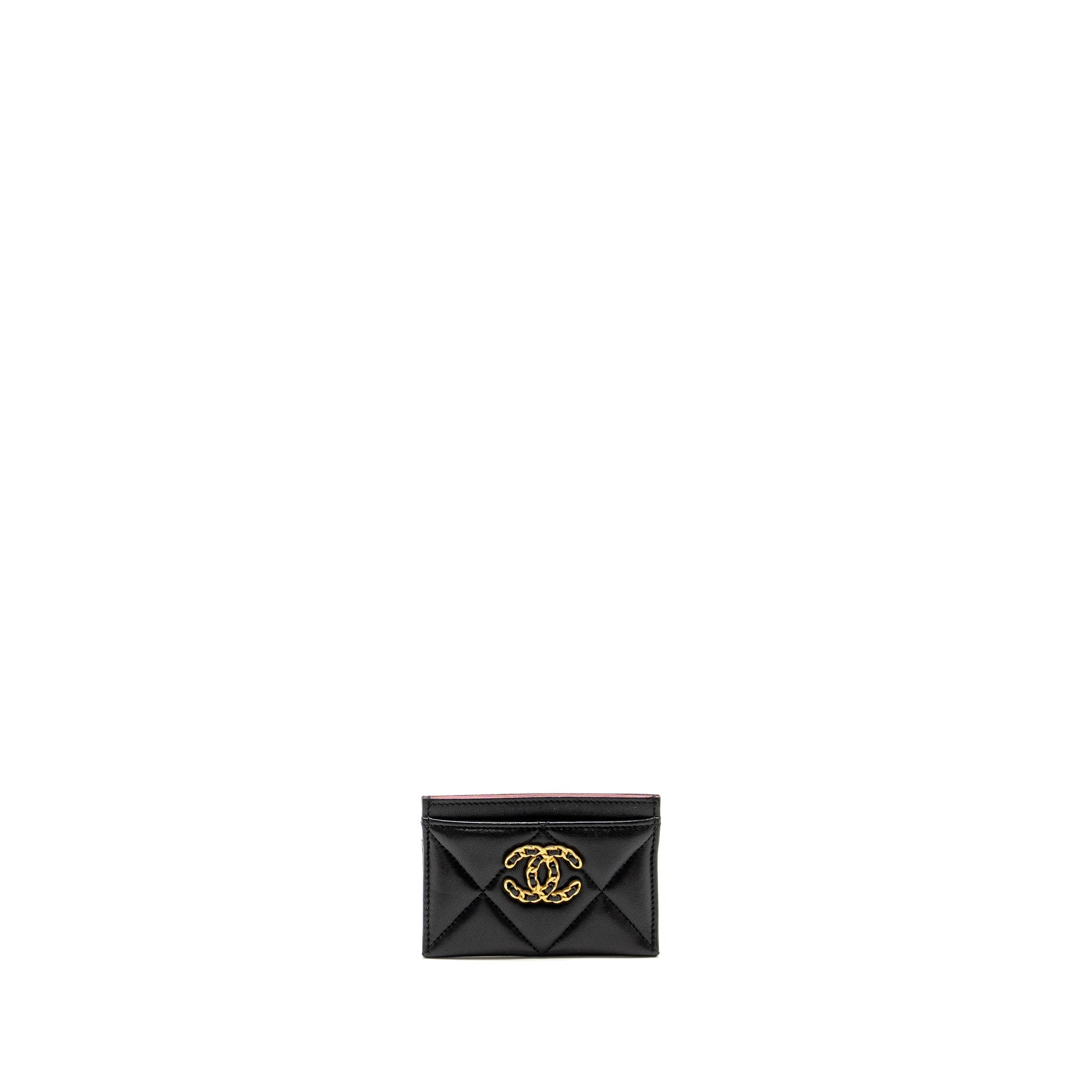 Chanel 19 Card Holder Lambskin Black  (Microchip)