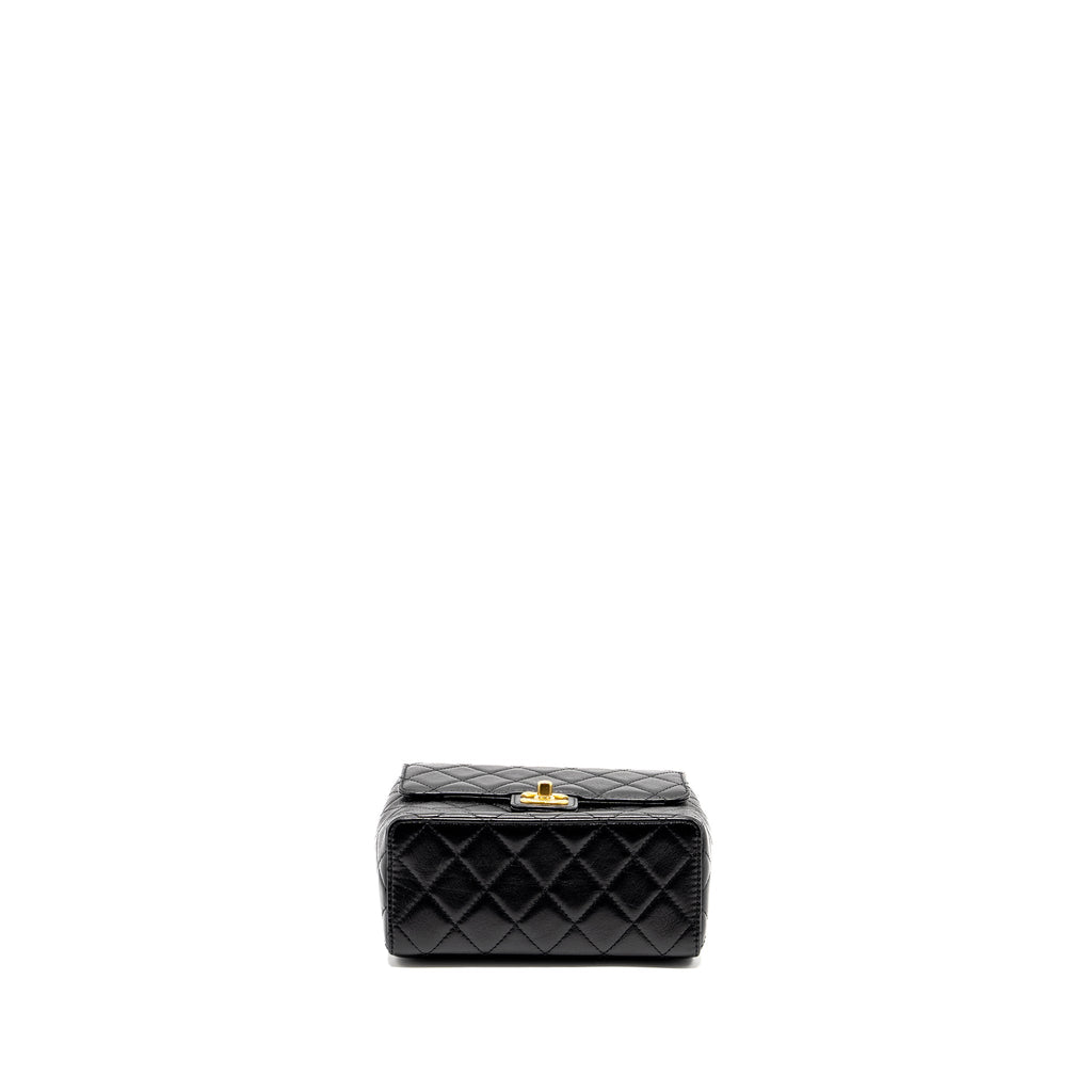CHANEL 22K Retro Classic New Square Large Flap Bag Goatskin Black  (Microchip)