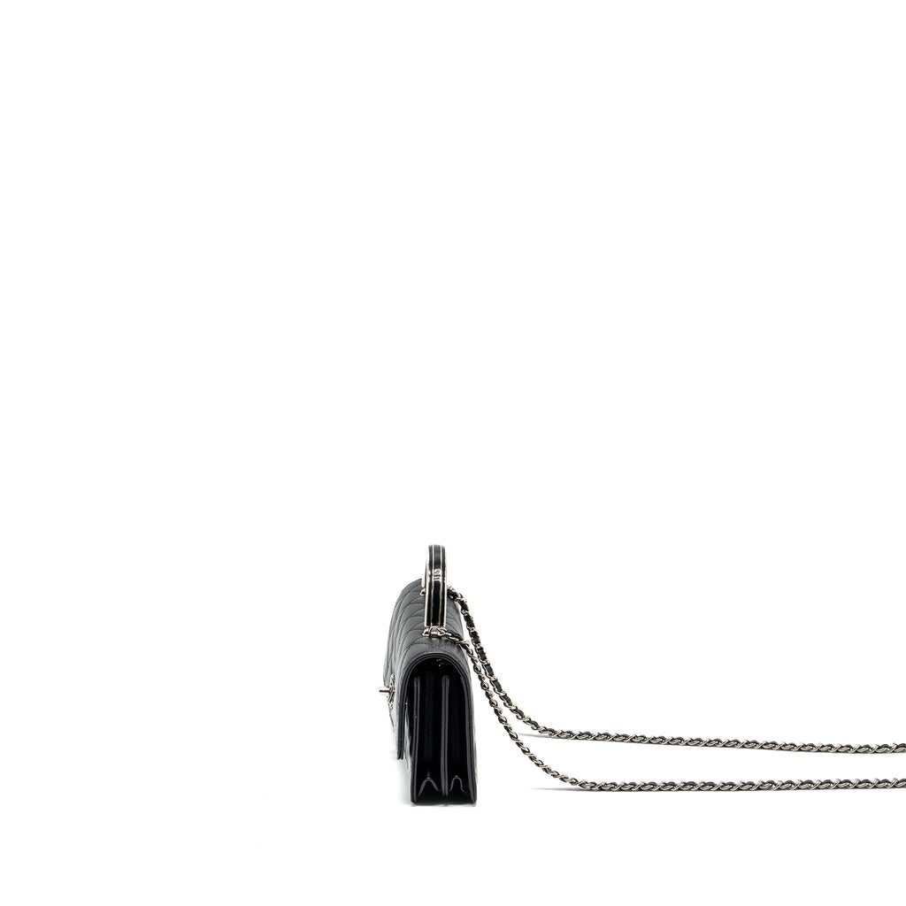 Chanel Top Handle Mini Wallet On Chain Flap Bag Lambskin Black  (Microchip)