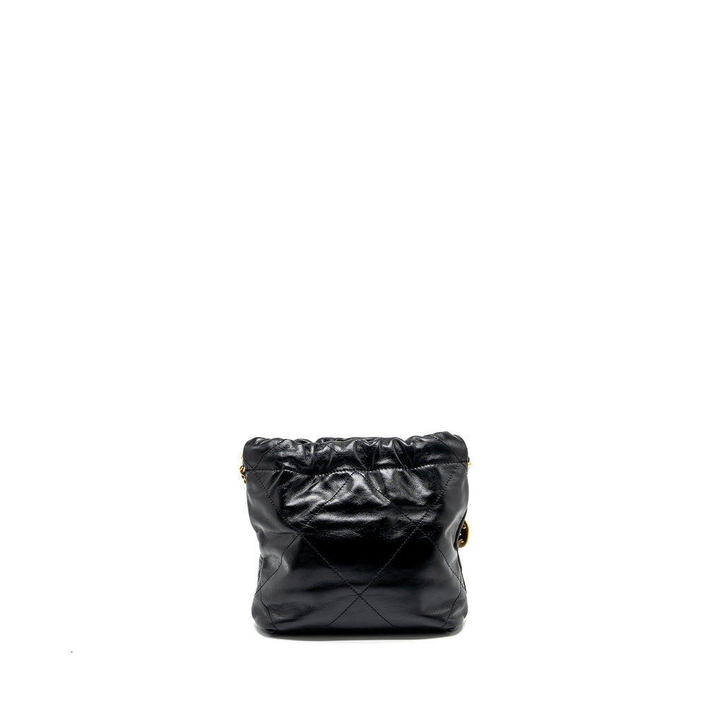 Chanel mini 22 bag shiny calfskin black  (microchip)