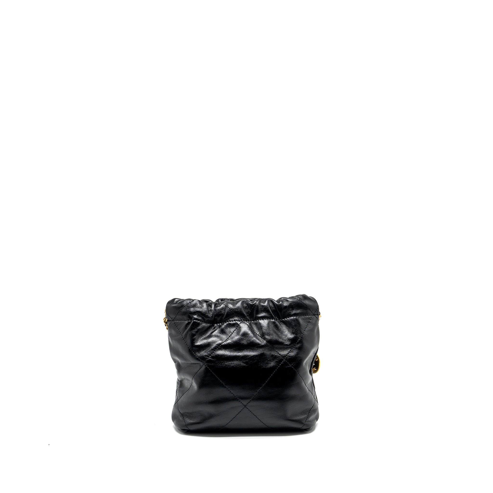 Chanel mini 22 bag shiny calfskin black  (microchip)