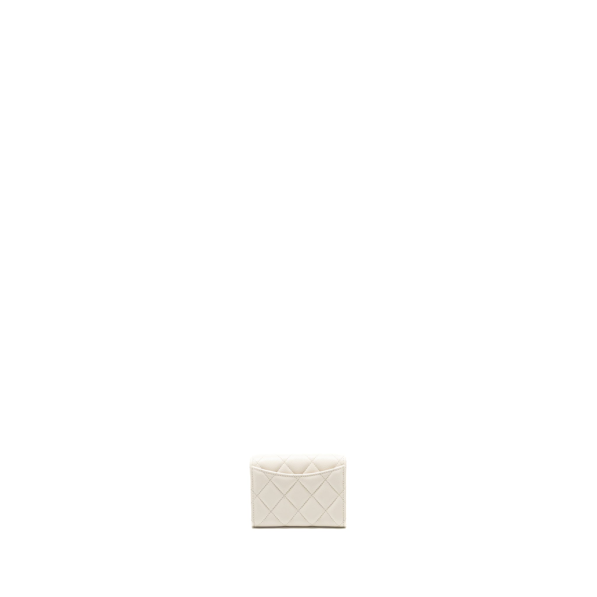 Chanel Classic Flap Card Holder Caviar White L (microchip)