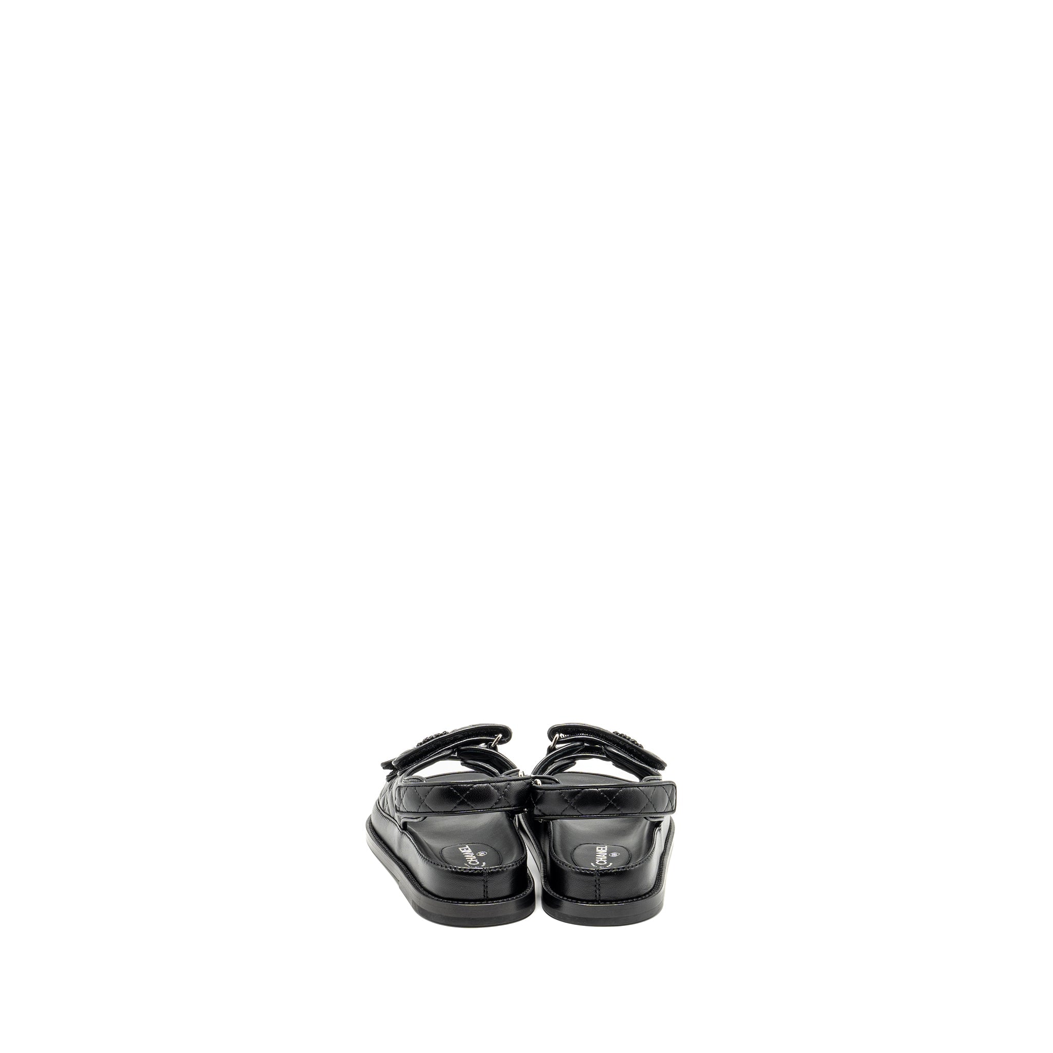 Chanel Size 36 Dad Sandals Lambskin So Black